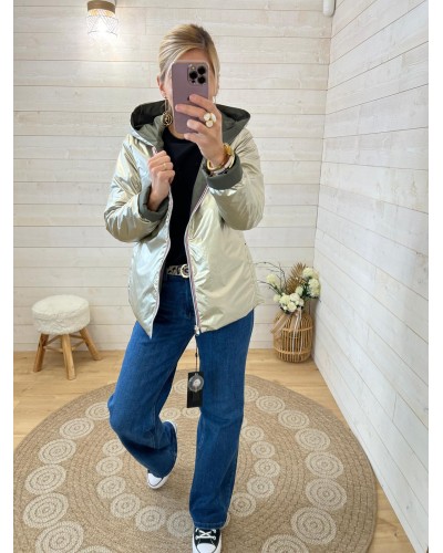 Imperméable Laura Jo réversible doré mi-saison court 22021