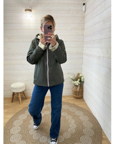Imperméable Laura Jo kaki mi-saison court fermé 22021