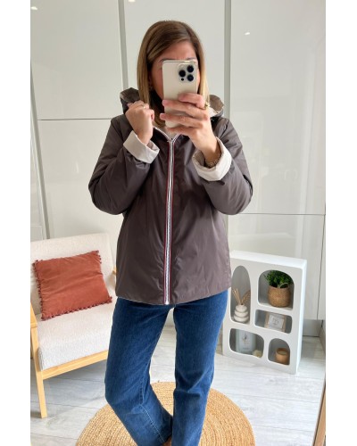 Imperméable Laura Jo chocolat mi-saison court fermé 6088