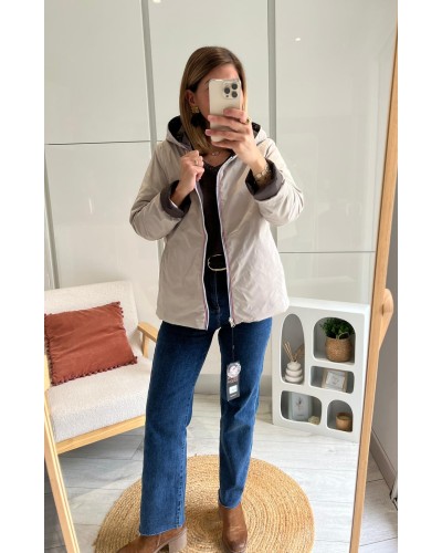 Imperméable Laura Jo réversible beige mi-saison court 6088