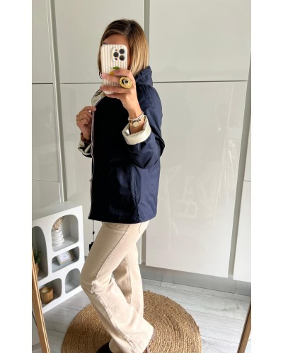 Imperméable réversible Laura Jo marine et doré vue de profil