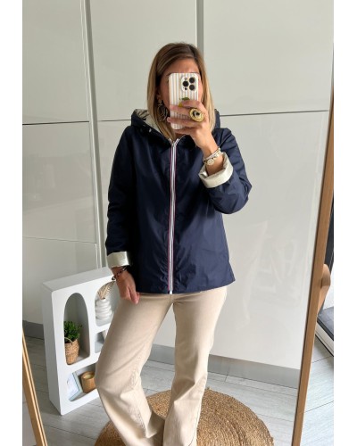 Imperméable réversible court Laura Jo mi-saison marine et doré face marine