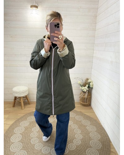 Imperméable Laura Jo long kaki fermé réversible