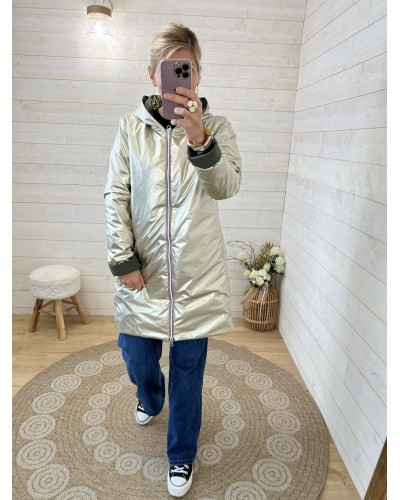Imperméable Laura Jo long doré fermé réversible