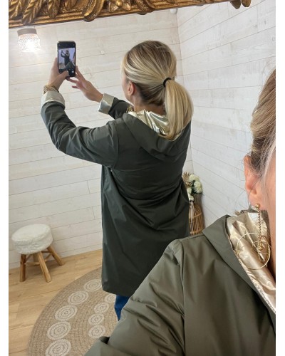 Imperméable réversible Laura Jo long kaki vue dos