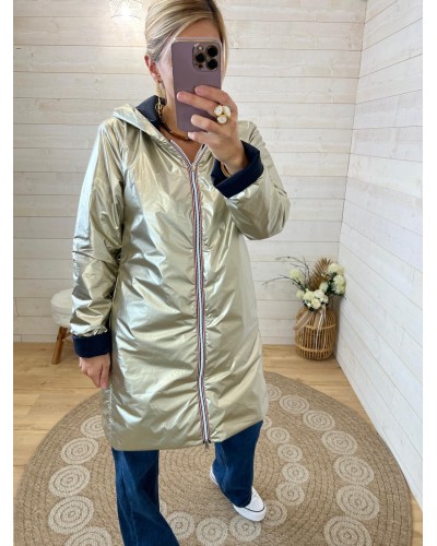 Imperméable Laura Jo long doré fermé réversible