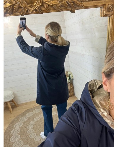 Imperméable réversible Laura Jo long marine vue dos